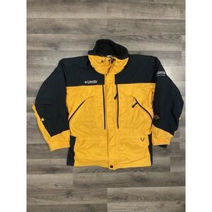 Columbia Titanium Omni-Tech Parka Jacket Size M Yellow Two Layer Waterproof Coat